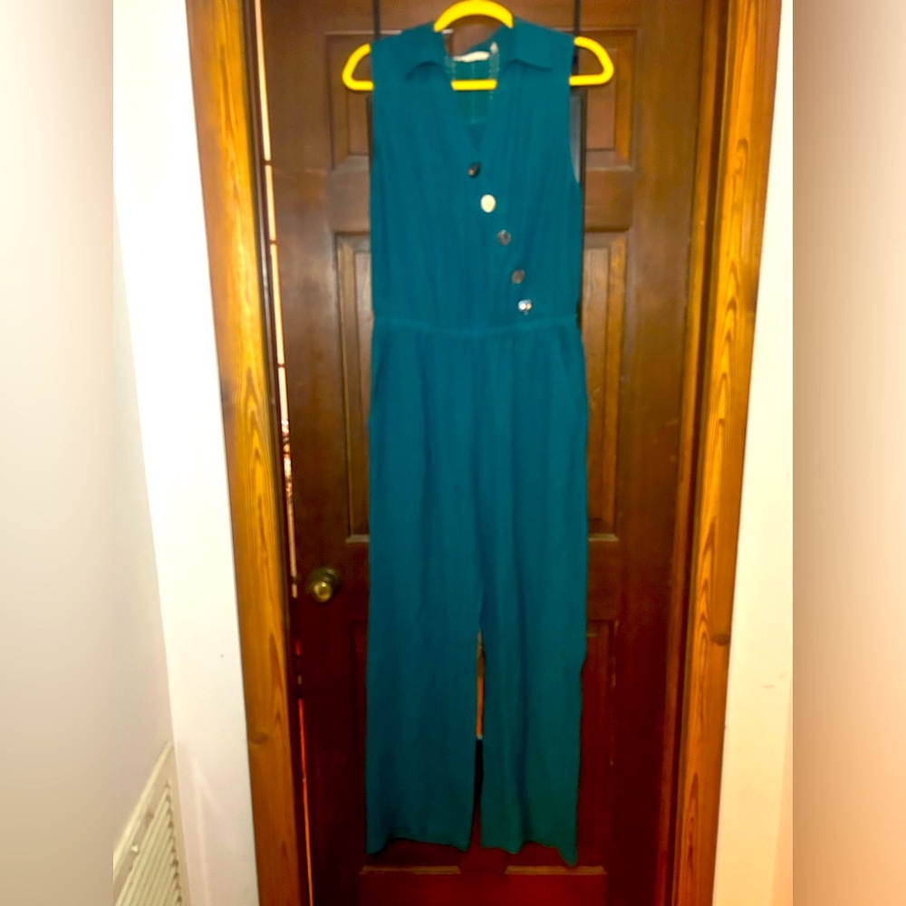 Soft Surroundings Teal Rio Jumpsuit